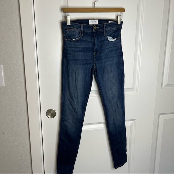 Frame Le High Skinny Dark Wash Disco High Waisted Ankle Jeans Size 27 - Picture 2 of 7